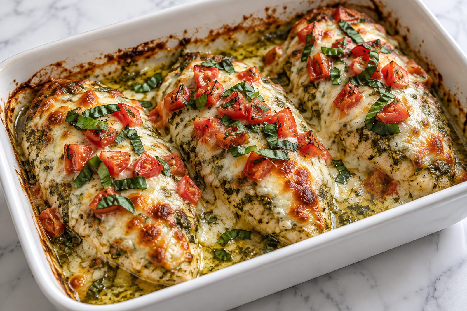 Creamy Pesto Baked Chicken